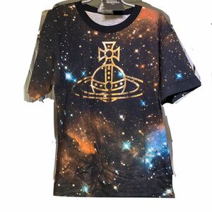 送料込●新品●完売品 Vivienne Westwood 半袖Tシャツ44 黒宇宙A 日本製 金オーブ コットン100% ヴィヴィアンウエストウッド ビビアン