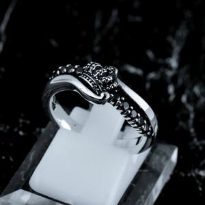  beautiful goods! Justin Davis SRJ487 CIRCULAR CROWN ring 14 number Crown zirconia black 