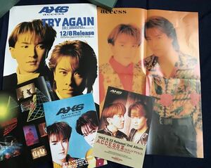 1993年頃 access アクセス★ポスター、雑誌付録、チラシセット 浅倉大介 貴水博之
