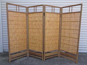 * wooden partitioning screen bulkhead . divider Japanese style 4 ream folding type partition partition old Japanese-style house old .. peace furniture height 116cm*