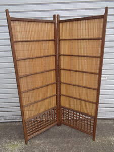 * wooden partitioning screen bulkhead . divider Japanese style 2 ream folding type partition partition old Japanese-style house old .. peace furniture height 126cm*