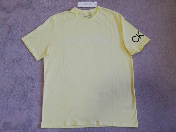 新品未使用！ カルバンクライン メンズ ロゴ Tシャツ 袖CKロゴ Ｍサイズ イエロー 黄 半袖 カットソー Calvin Klein