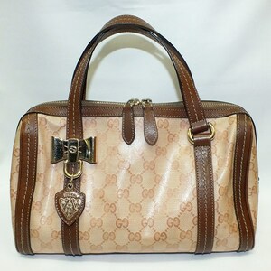 GUCCI　181487 GG柄 リボン金具 ミニボストンバッグ　中古品 used AB