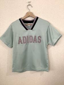 adidas アディダス　ロゴワッペン　半袖Tシャツ　ゲームシャツ　スポーツウェア　トレーニングウェア　サッカー　メンズ　古着