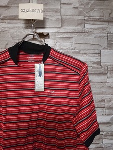 men's F255 未使用品 TIGORA GOLF ティゴラ ゴルフ ボーダー 半袖 Tシャツ L レッド系 