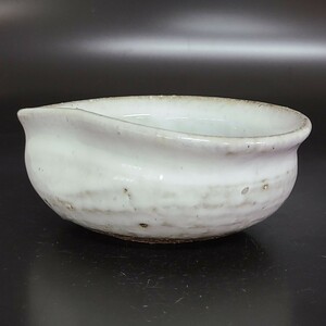  mountain root Kiyoshi . Hagi . middle pot deep plate white Hagi unused ad30