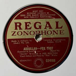 *FATS~ WALLER & HIS RHYTHM /ABDULLAH/WHO*LL TAKE MY PLACE / (REGAL C 24166) SP запись 78 RPM (.)