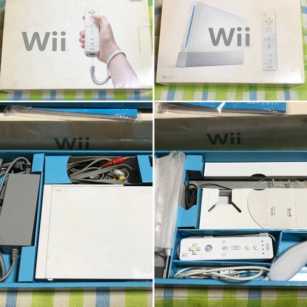 Nintendo Wii シロ（通電動作確認で使用した電池、ソフトは含みません。箱等には汚れがあり一部カバーに欠損があります）