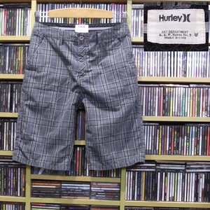 Hurley Harley design check pattern Logo shorts gray / black / blue 30 -inch beautiful goods 