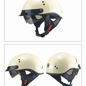 ハーフヘルメット 新品 半キャップヘルメット 内蔵サングラス バイクヘルメット 自動車 ヘルメット 軽量 ホワイト サイズ：Mの画像4