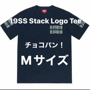 Supreme stack logo tee Navy M 新品