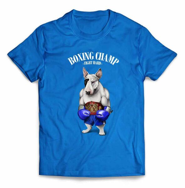 ブルテリア いぬ 犬 ボクシング チャンピオン 筋肉 筋トレ Tシャツ