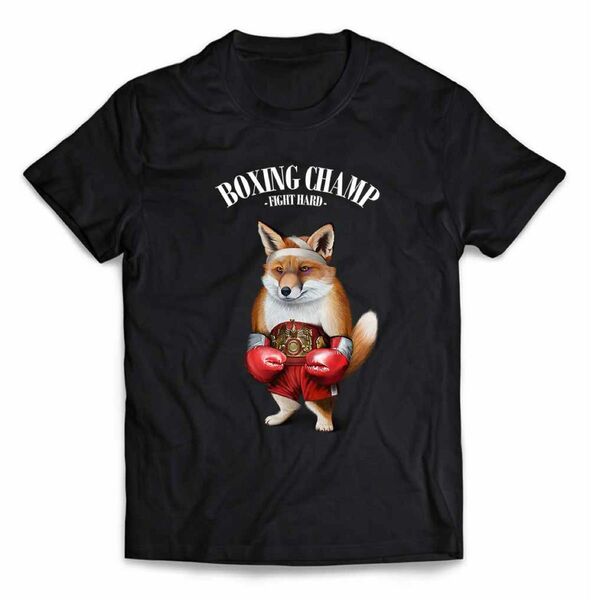 狐 キツネ ボクシング チャンピオン 筋肉 筋トレ Tシャツ