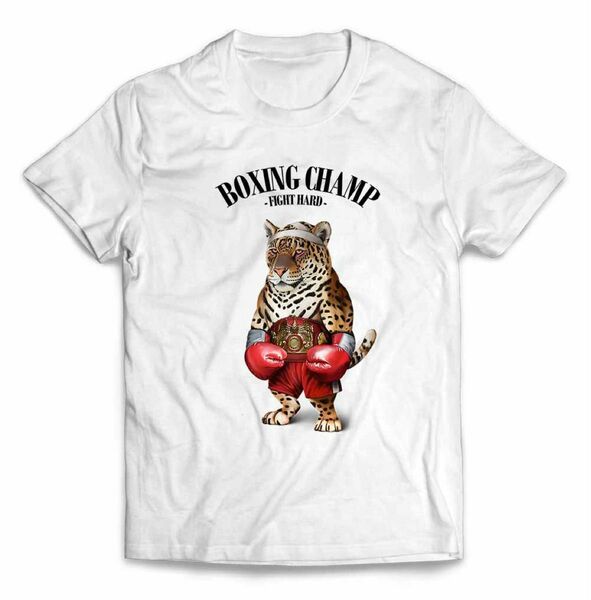 ジャガーネコ ねこ 猫 ボクシング チャンピオン 筋肉 筋トレ Tシャツ