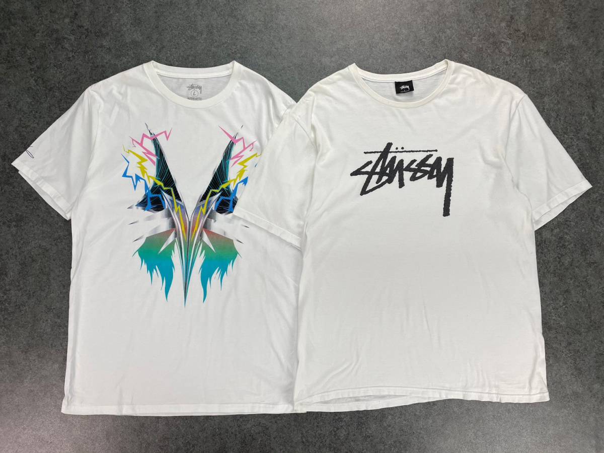 STUSSY DESIGN” STUSSY 両面プリント ロンT L 白-