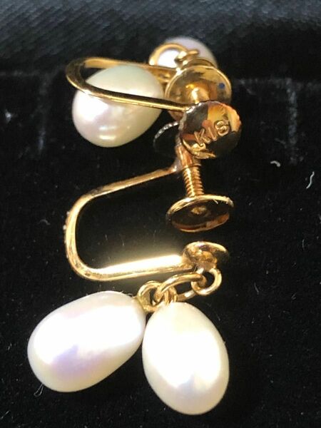 2.33g Freshwater Pearl Earring K18 イエローゴールド淡水パールピアス 