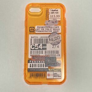 新品　おしゃれな海外風のiPhoneSE2.37/8 ケース　バーコード　数字　韓国　レシート　ドル　オレンジ　橙色