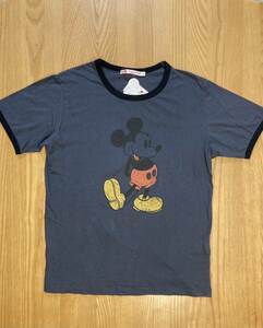 ☆新品 激レア UNIQLO X DISNEY Tシャツ ユニクロ ディズニー ミッキー グレー ビンテージ Mサイズ コラボ 半袖Tシャツ スクール