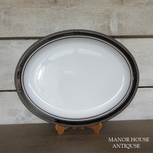 イギリス ヴィンテージ Hornsea ホーンジー コントラスト プラター 大皿 約35cm 盛皿 ストーンウェア 英国製 plate 1107sc