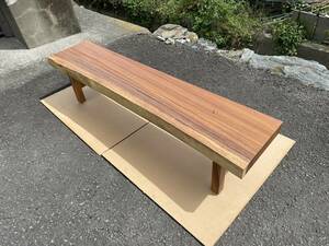 モンキーポッドベンチ　1500x310x370mm(長さx幅x高さ）　モンキーポット　天然付無垢一枚板　ウレタン塗装艶消し仕上げ　椅子　インテリア