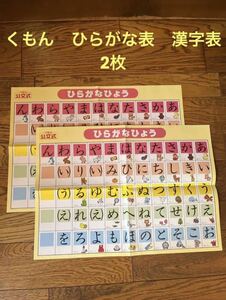 【2枚セット】くもん　ひらがな表、漢字表★入学準備　KUMON 公文式　匿名配送