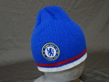 激レア USA購入 イングランド プレミアリーグ チェルシーFC 【Chelsea Football Club】 ロゴマーク付 ニットキャップ 青 中古良品_画像3