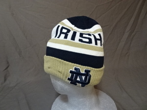 激レア USA購入【NEWERA】製 USカレッジ ノートルダム大学 アイリッシュ【NOTRE DAME IRISH】【ND】ロゴ刺繍入り ニットキャップ 中古良品