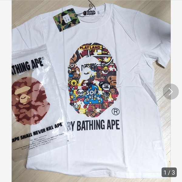 タグ付　A BATHING APE　エイプ　ゴリラ　カラフル 白 ホワイト