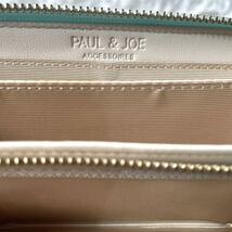 1円〜 s90美品【ポールアンドジョー】PAUL&JOE 花柄 ラウンドジップ ロングウォレット 長財布 レディース　婦人 ゴールド メタル 金具 水色_画像10