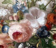 油彩 静物画 廊下壁画 薔薇 ローズ 応接間掛画 玄関飾り 装飾画 220, 美術品, 絵画, その他