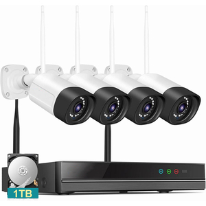 防犯カメラ ワイヤレス 監視カメラ 家庭用 業務用 1TB 屋内 屋外 wifi カメラセット 4台 一体型NVR HDD 遠隔監視 双方向音声