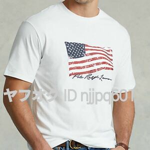 新品★ポロ ラルフローレン 半袖Tシャツ 国旗 ポニー刺繍入り 大きいサイズ 3X BIG&TALL 白 アメリカ メンズ 男性 綿100 POLO RALPH LAUREN