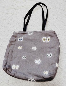 mina perhonen *ミナペルホネン*hanahane*トートバッグ*A4入ります*ハンドメイド*蝶々*グレー