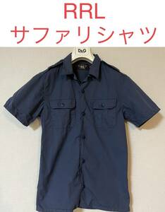 RRL ダブルアールエル ラルフローレン ラルフ コットン 半袖 サファリ 開襟 シャツ カットソー DOUBLE RL ネイビー