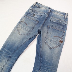 G-STAR RAW ジースターロウ D-STAQ 3D SUPER SLIM スーパースリムシルエットデニム ダメージ汚し加工ストレッチジーンズ W28 M相当