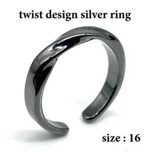 { free shipping } ring men's ring 16 number silver 925 black black new goods unused twist design casual fashion [PN3271]