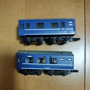 【組立済】⑧Bトレ　Bトレイン　24系？　客車　ブルートレイン　2両セット　　　鉄道　鉄道模型　Nゲージ