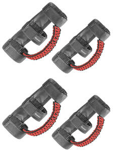 【4本セット/JEEP Wrangler JL/JK/Gladiator JT】Quadratec「550 Paracord Grab Handle」パラコードグラブバー/レッド【送料無料】