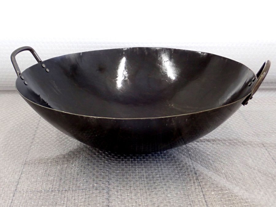 売り切り/数量限定 鉄鍋/両手中華鍋 45cm 黒皮厚板鋼板(厚さ1.5mm
