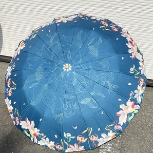 折りたたみ傘 日傘 雨傘 レディース 花柄 ブルー 手動傘 晴雨兼用傘 プリント 大きい傘 雨具 傘 女性