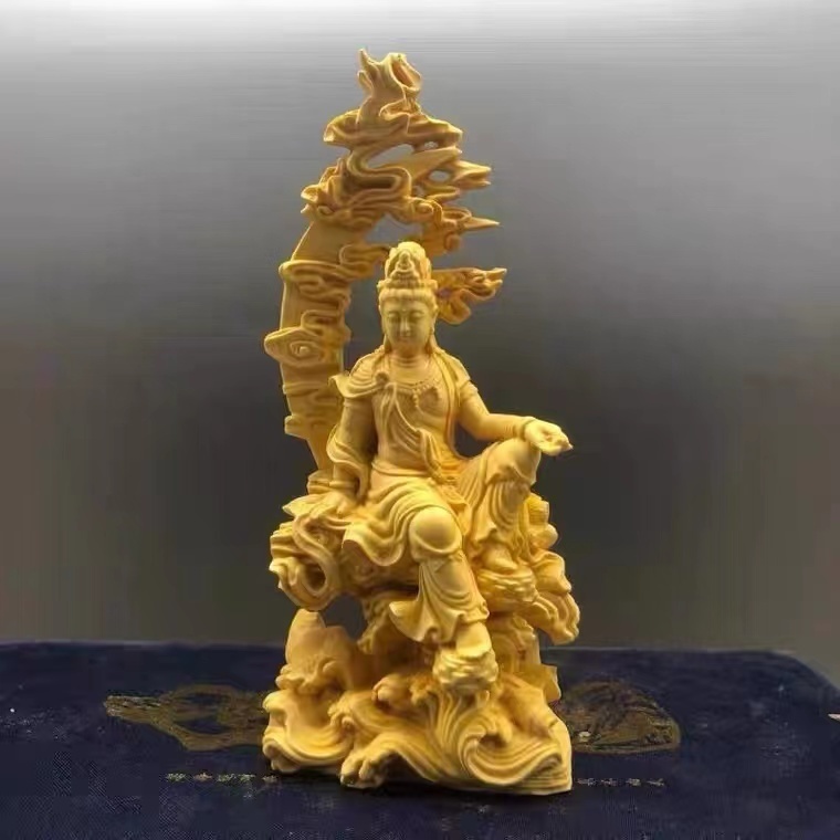 美品登場☆木彫仏像 自在観音菩薩 仏師彫り 招財開運 仏教工芸品 精密彫刻-