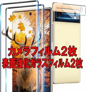 2セット＝4枚 黒 Google Pixel6 Pro カメラ ガラス フィルム レンズ 保護 ググル ピクセル シックス プロ 画面 カバー シール シート Film