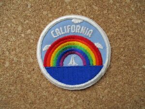 80s カリフォルニア CALIFORNIAワッペンPATCHES/虹RainbowレインボーsurfingヨットSURF旅行surfin'アメリカVintageスーベニアPATCH土産 D12