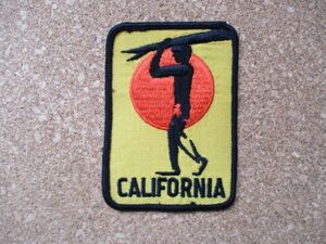 70s カリフォルニア CALIFORNIAサーフィン夕焼けワッペン/海サーフsurfing波乗りSURF旅行surfin'アメリカVintageスーベニアPATCH土産US D12