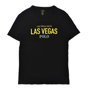 POLO RALPH LAUREN Tシャツ S ブラック コットン LAS VEGAS プリント ペルー製