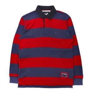 TOMMY HILFIGER ラガーシャツ L ネイビー ボーダー コットン