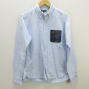 z■ビームス/BEAMS heart 長袖BDシャツ【L】青/men's/66【中古】■