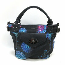 k■デシグアル/Desigual ラインストーン付き キャンバスハンドバッグ/黒/BAG/LADIES■124【中古】_画像1