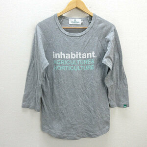 z# обитатель /INHABITANT cut and sewn / long T[USA S] пепел /men's/131[ б/у ]#