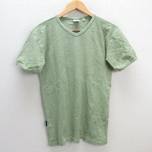 z■アヴィレックス/AVIREX　VネックリブTシャツ 【L】黄緑/men's/161【中古】■